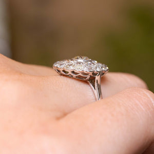 Antique Edwardian, subtly tinted old-cut diamond cluster ring