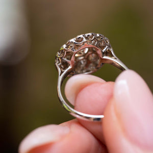Antique Edwardian, subtly tinted old-cut diamond cluster ring