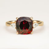 3ct Cushion-Cut Ruby Diamond Three-Stone Engagement Ring