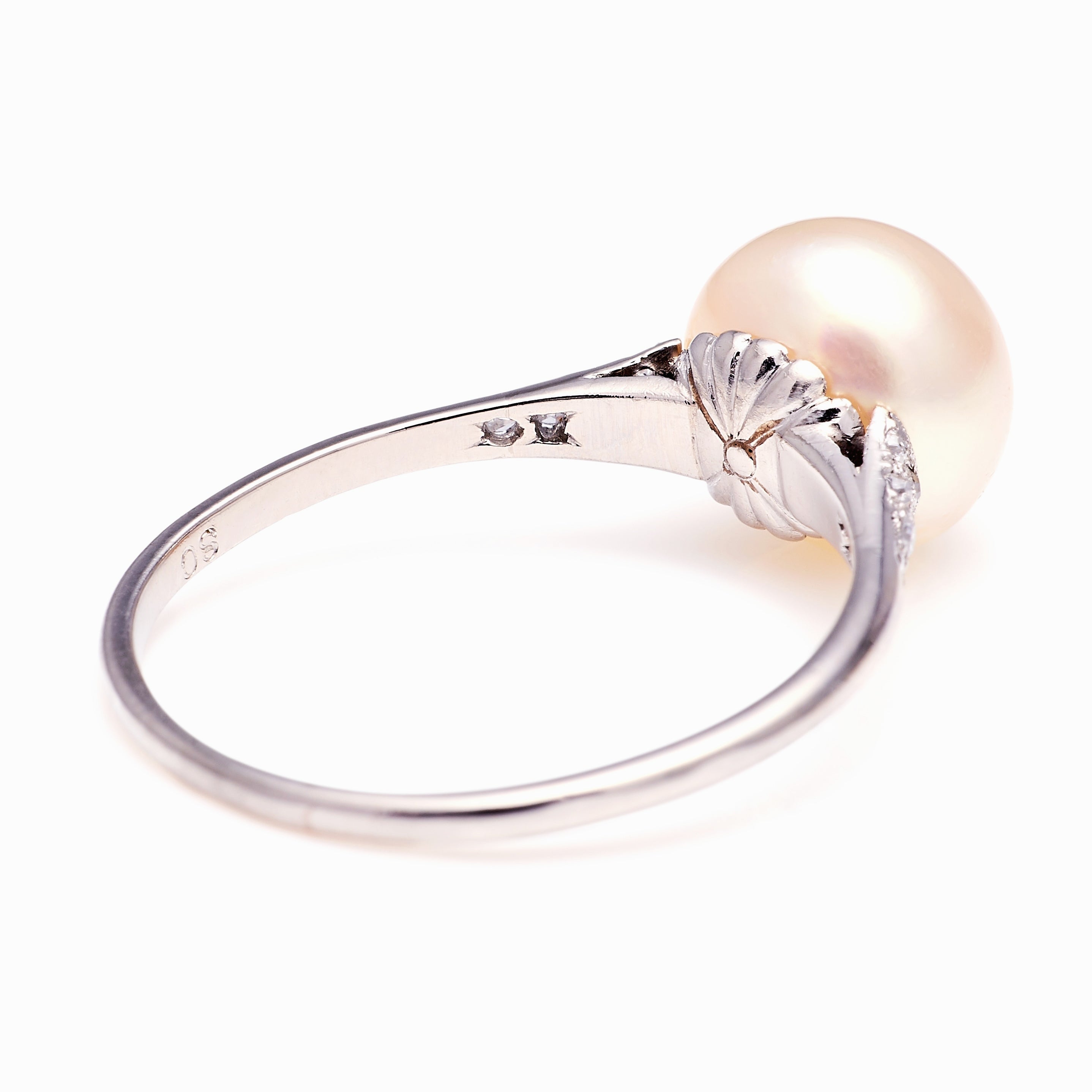 Exceptional, Edwardian, natural pearl & diamond ring