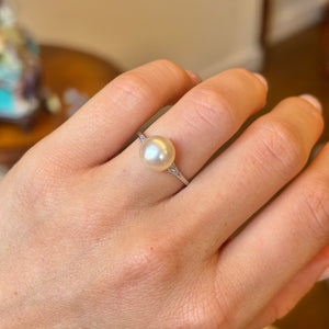 Exceptional, Edwardian, natural pearl & diamond ring