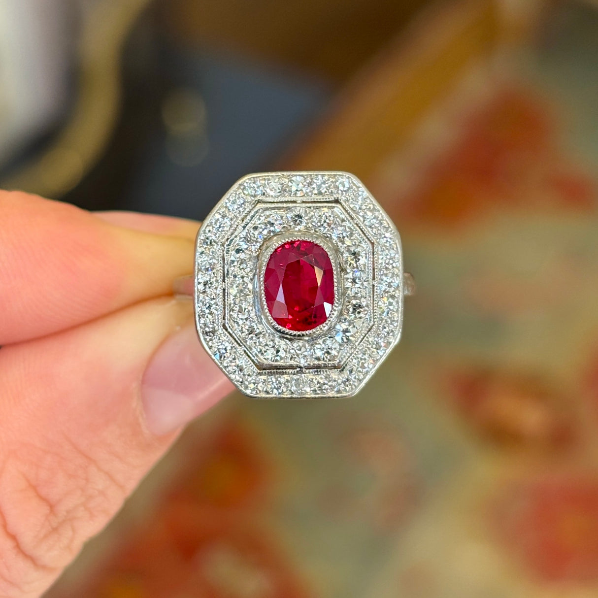Art Deco, ruby & diamond ring