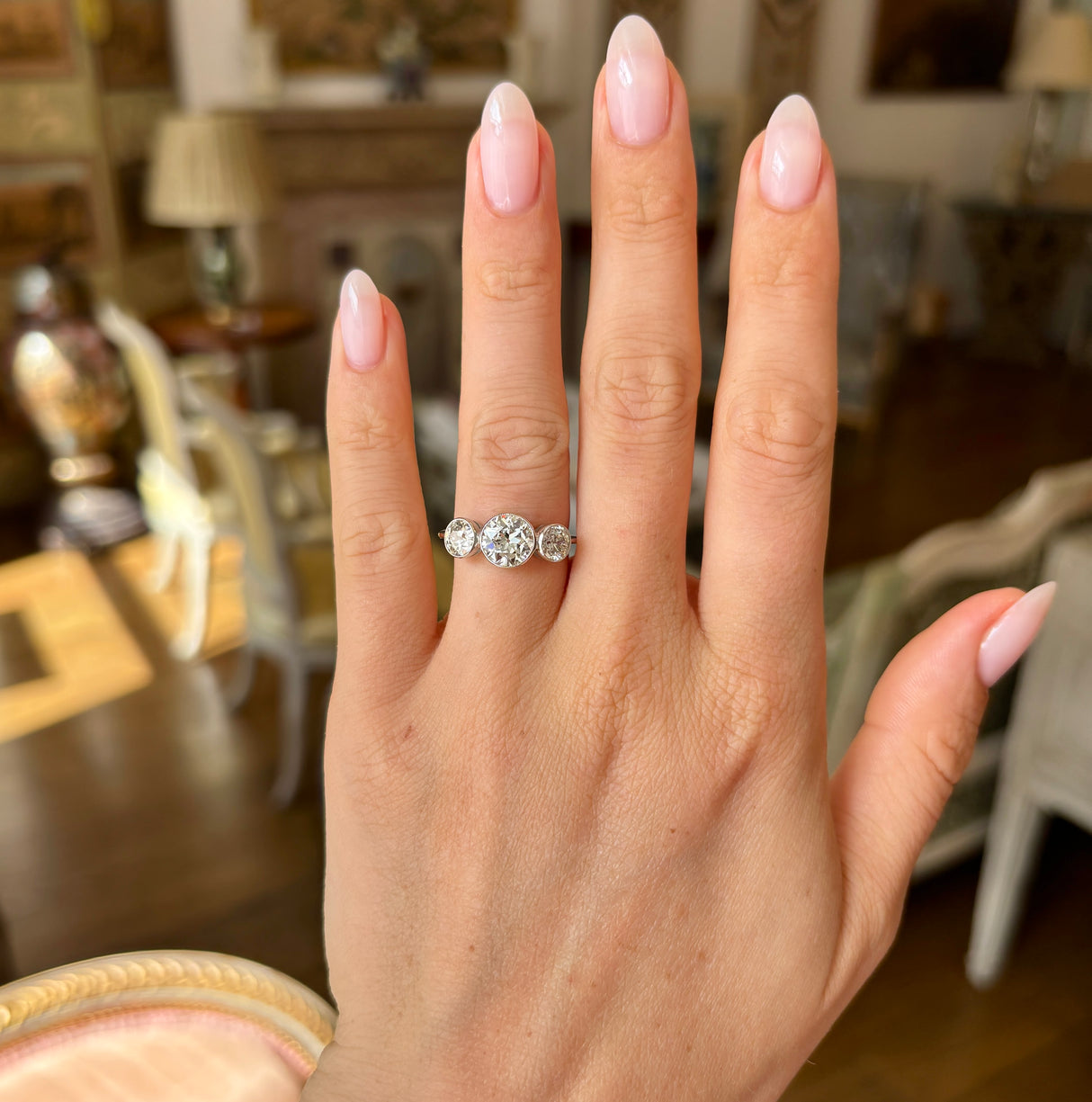 Art Deco, diamond three-stone ring