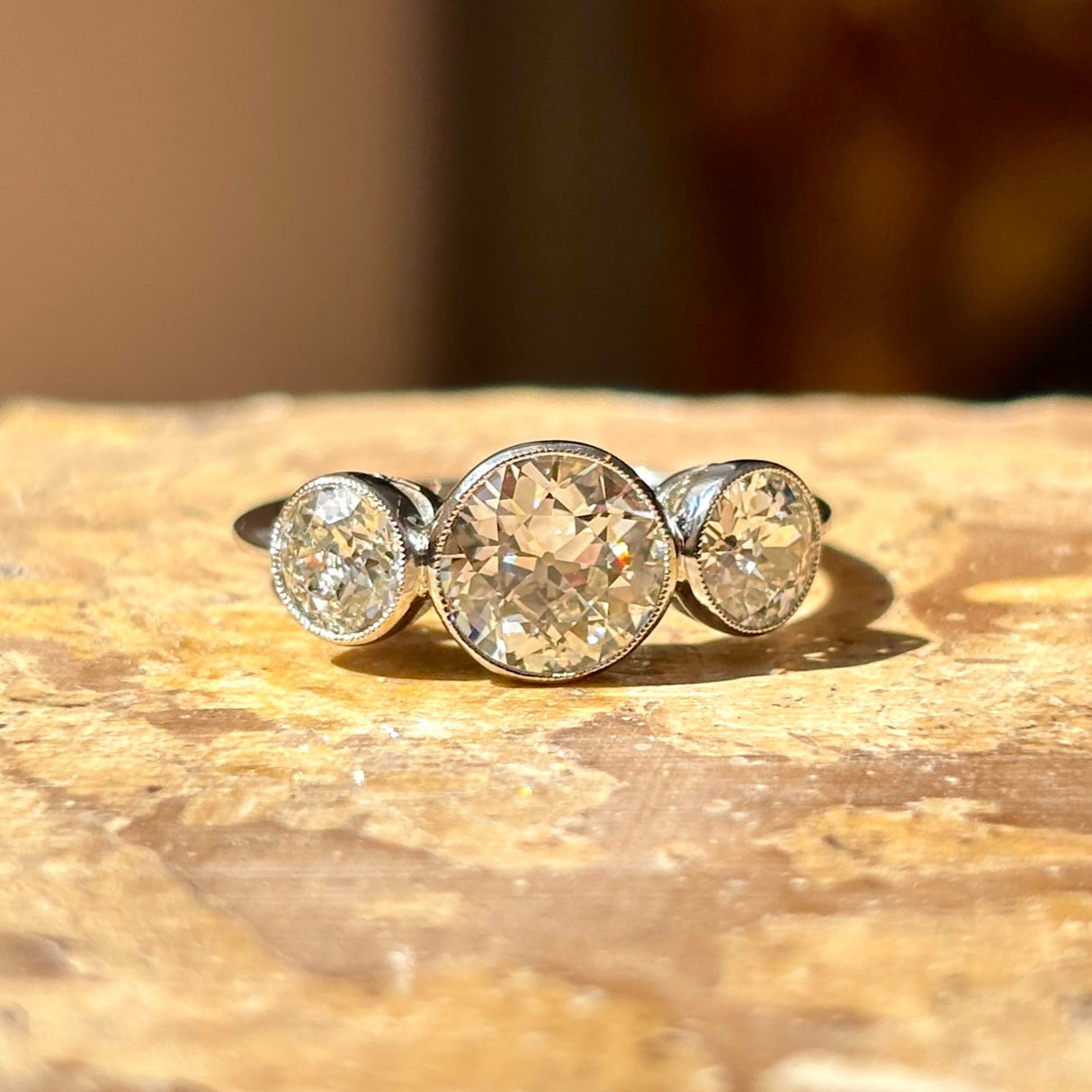 Art Deco, diamond three-stone ring