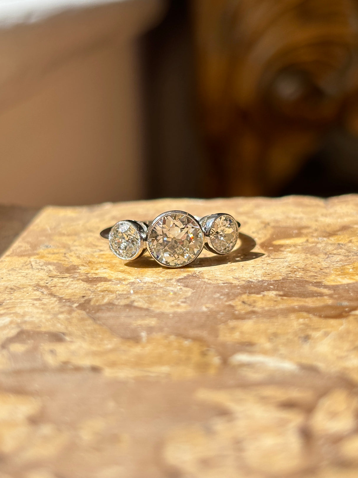 Art Deco, diamond three-stone ring