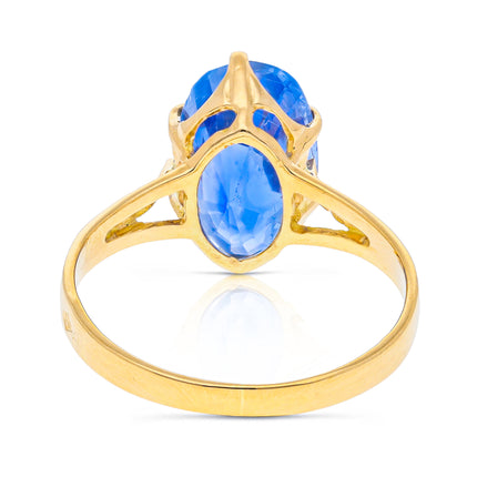 Antique, French, Solitaire 6ct Native-Cut Sri Lankan Sapphire, 18ct Yellow Gold