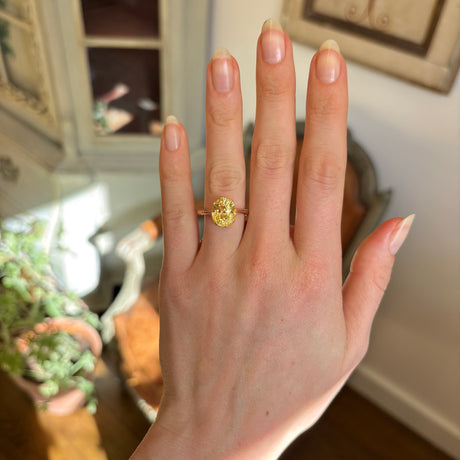 Antique, Edwardian 6ct golden-yellow sapphire solitaire ring