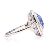 Antique, Belle Époque 8ct cushion-cut sapphire and diamond cluster ring, 18ct white gold