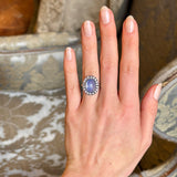 Antique, Edwardian cabochon sapphire & diamond cluster ring