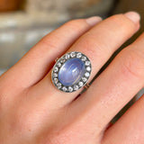 Antique, Edwardian cabochon sapphire & diamond cluster ring