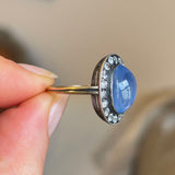 Antique, Edwardian cabochon sapphire & diamond cluster ring