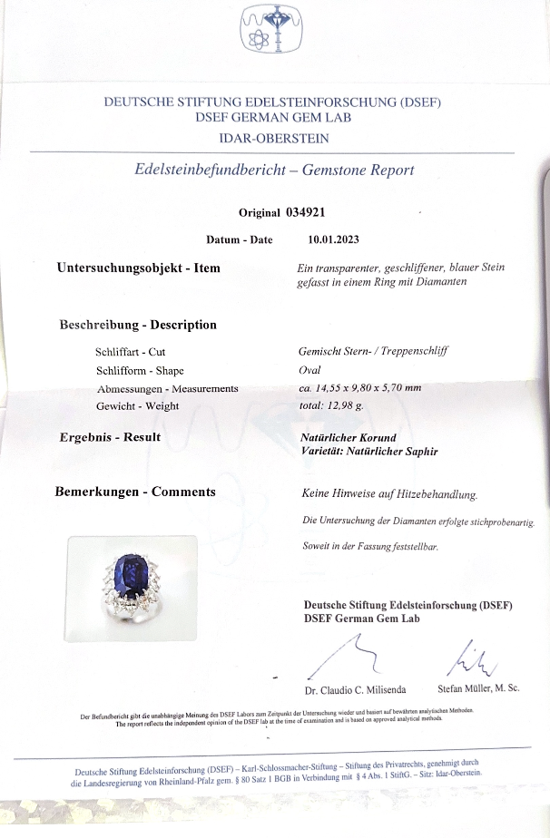 Vintage, 7ct sapphire & diamond cluster ring