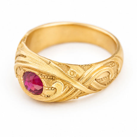 Antique, Art Nouveau Burmese ruby single-stone ring
