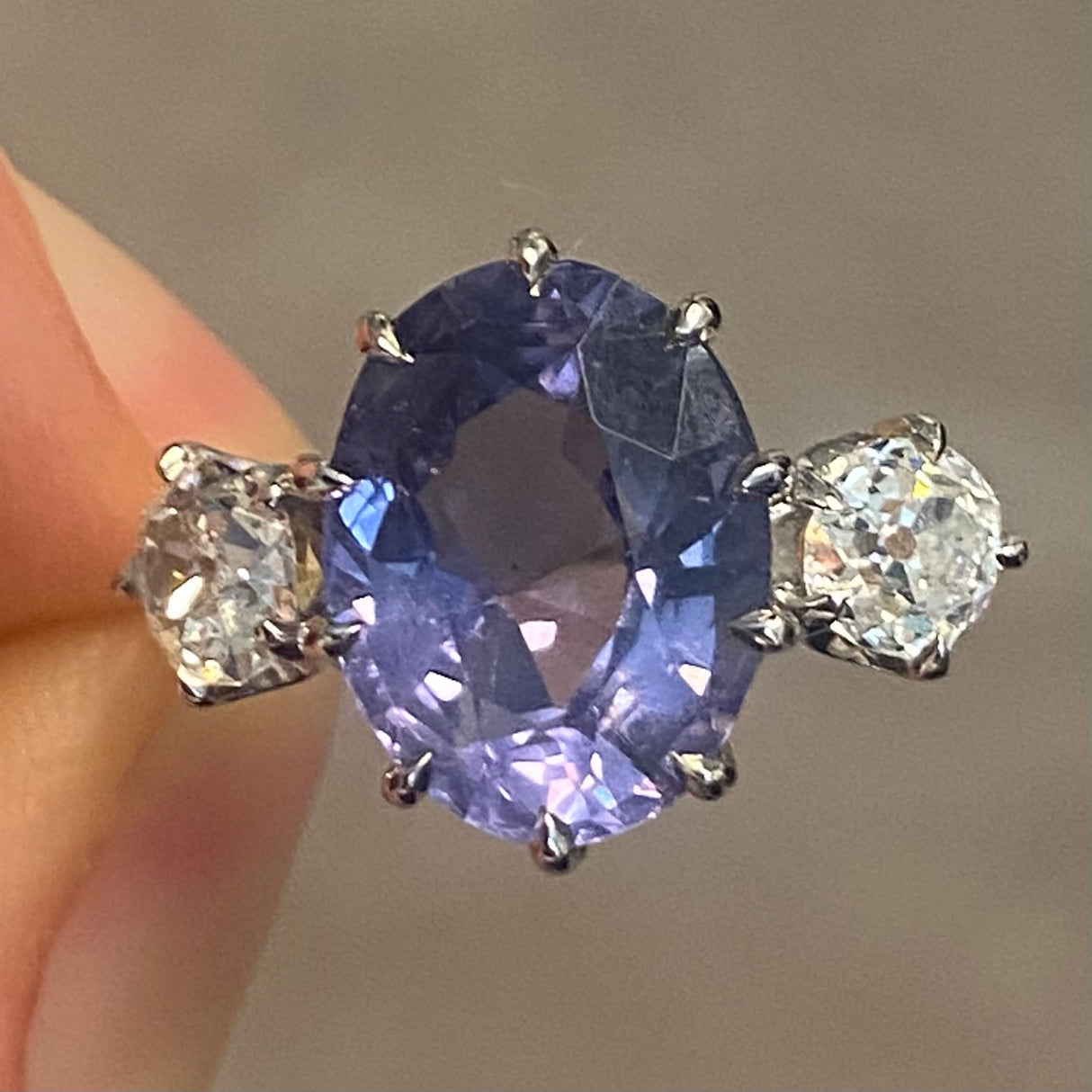 Bespoke, 19th century spinel & old-cut diamond three-stone ring