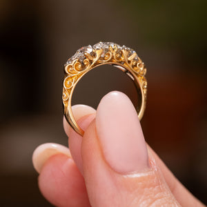 Antique, Victorian diamond three-stone engagement ring