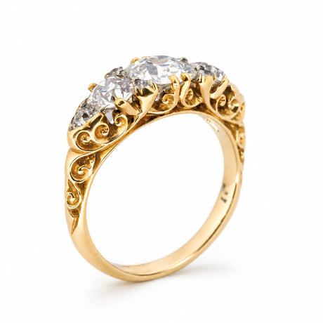 Antique, Victorian diamond three-stone engagement ring