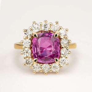 Sri Lanka 3.45ct pink sapphire & diamond cluster engagement ring