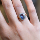 Vintage, 1980's Ceylon sapphire and diamond cluster ring