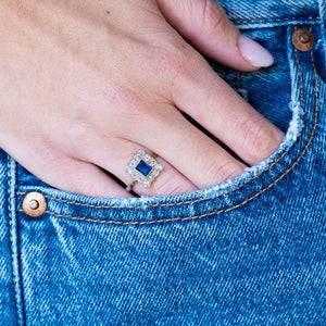 Antique, Art Deco sapphire & diamond cluster ring