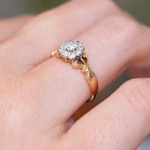 Antique, Edwardian diamond daisy cluster engagement ring