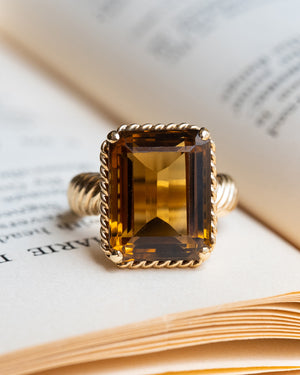 Vintage, 1970s Cartier smoky quartz cocktail ring
