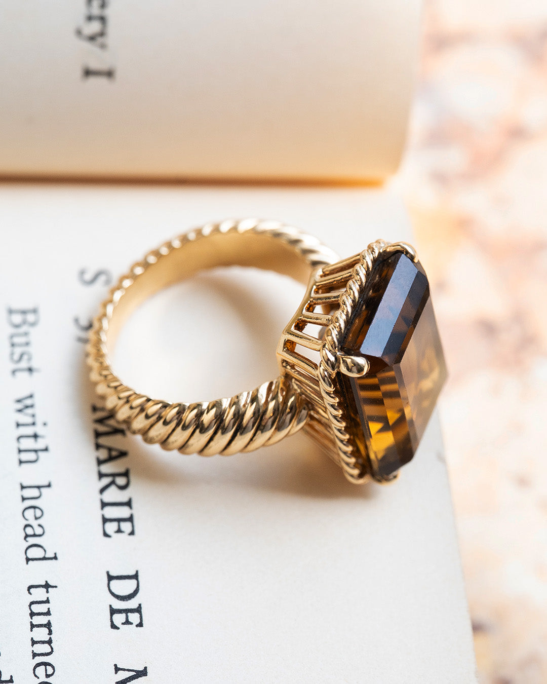 Vintage, 1970s Cartier smoky quartz cocktail ring