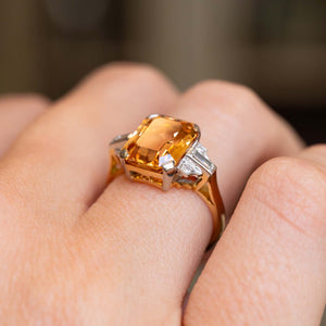 Vintage, 1950s Sherry topaz and diamond engagement ring