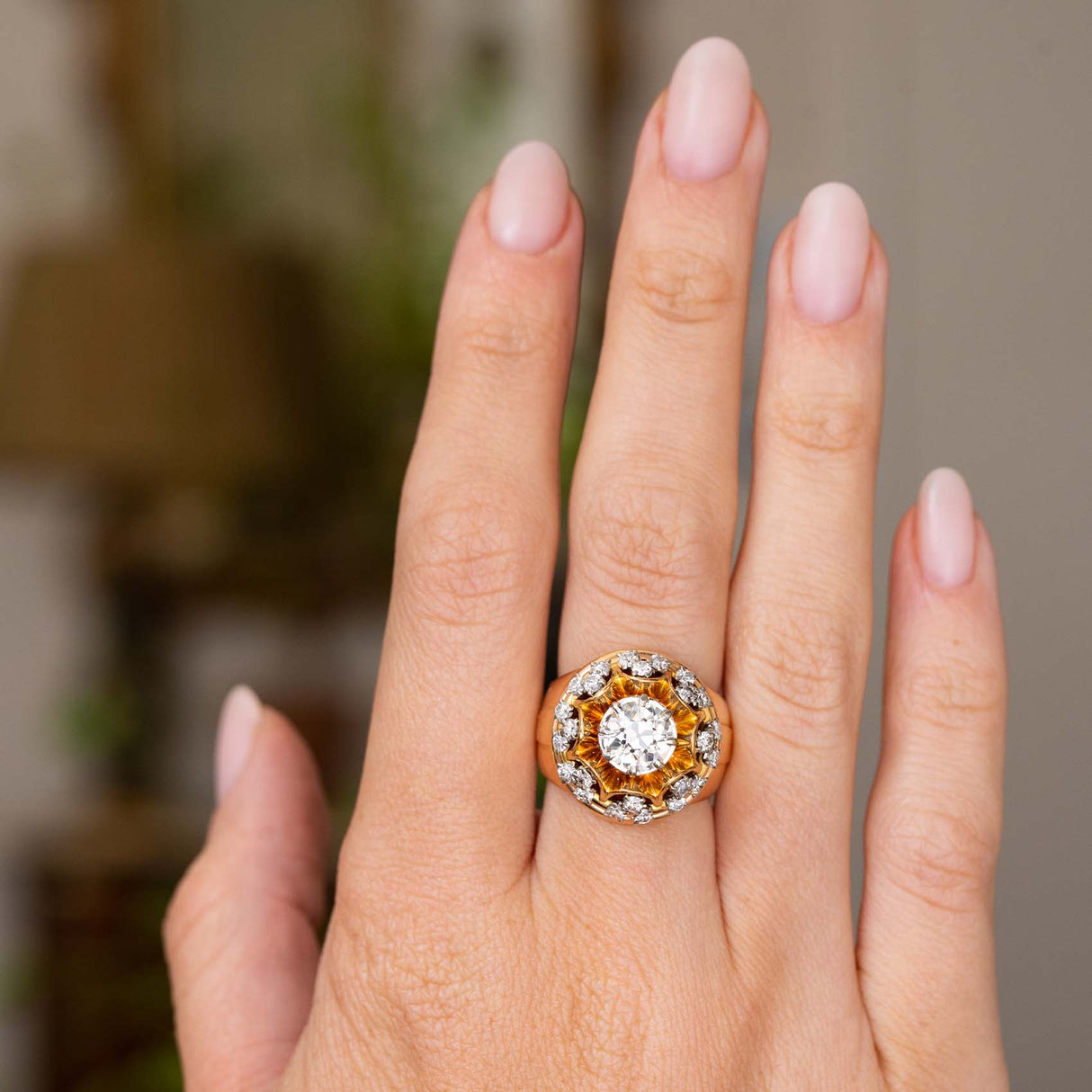 Vintage, 1960s French old cut diamond cocktail ring
