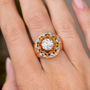 Vintage, 1960s French old cut diamond cocktail ring