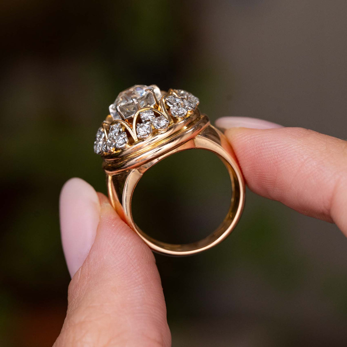 Vintage, 1960s French old cut diamond cocktail ring