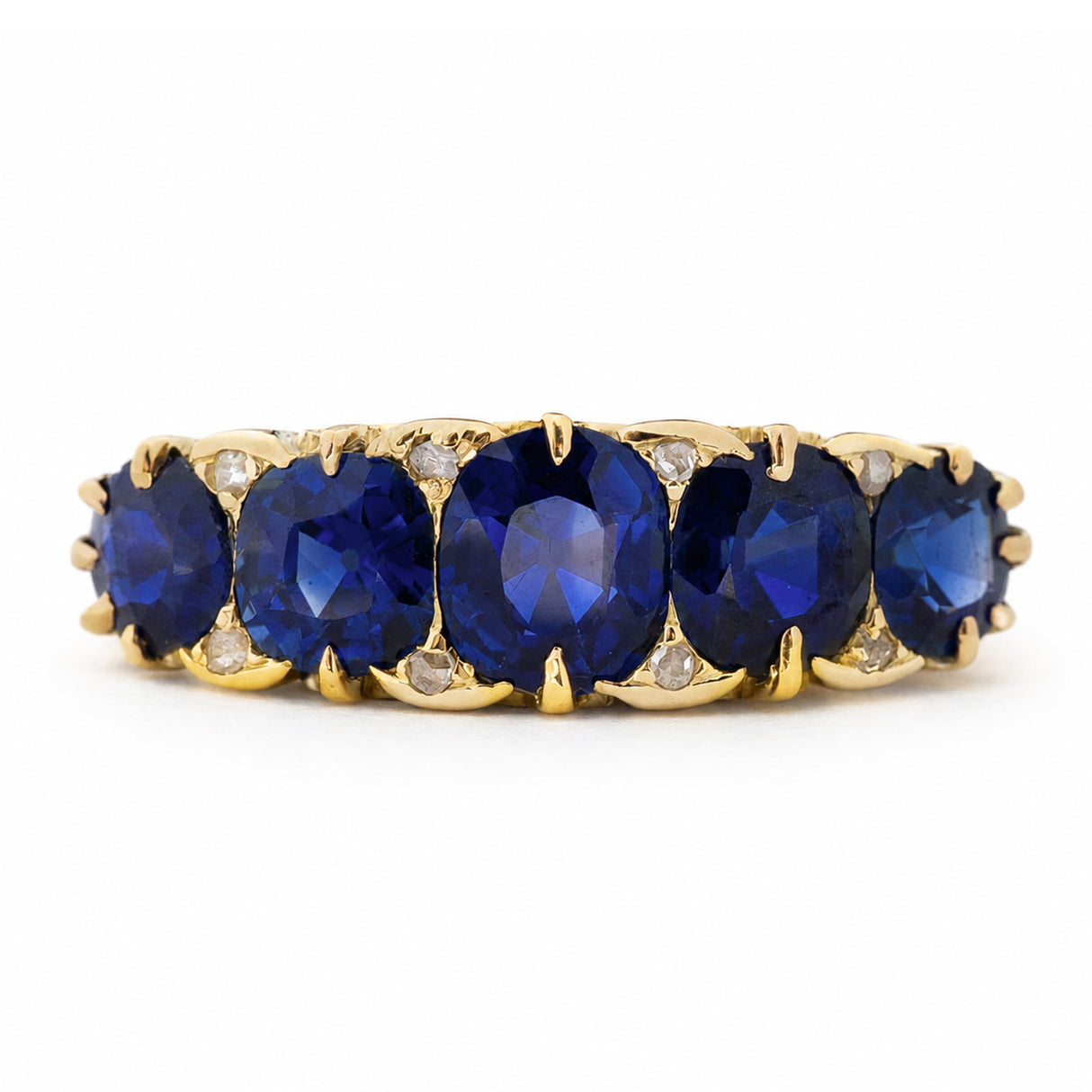 Antique, Victorian royal blue sapphire five-stone engagement ring