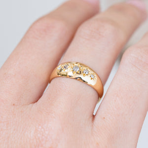 Antique, Edwardian diamond five-stone gypsy ring