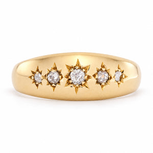 Antique, Edwardian diamond five-stone gypsy ring