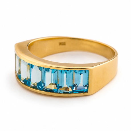 Vintage, 1980s Swiss blue topaz half eternity ring