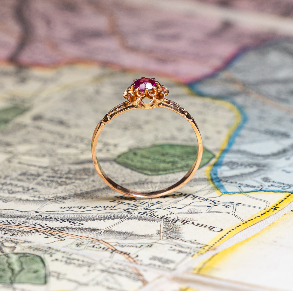 Antique, Belle Époque pinky-red ruby solitaire ring