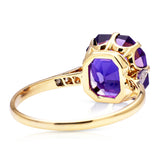 Antique, Edwardian, amethyst & diamond ring, 18ct yellow gold & platinum