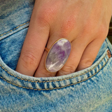 French | powerful, natural amethyst ring, 14ct yellow gold