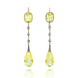 Art Deco | Stunning, Diamond and Synthetic Chartreuse-Sapphire Earrings