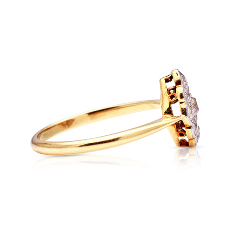 Antique, Edwardian Kite-Shaped Diamond Engagement Ring, 18ct Yellow Gold and Platinum