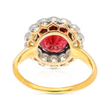 Edwardian garnet and diamond cluster ring, rear view. 