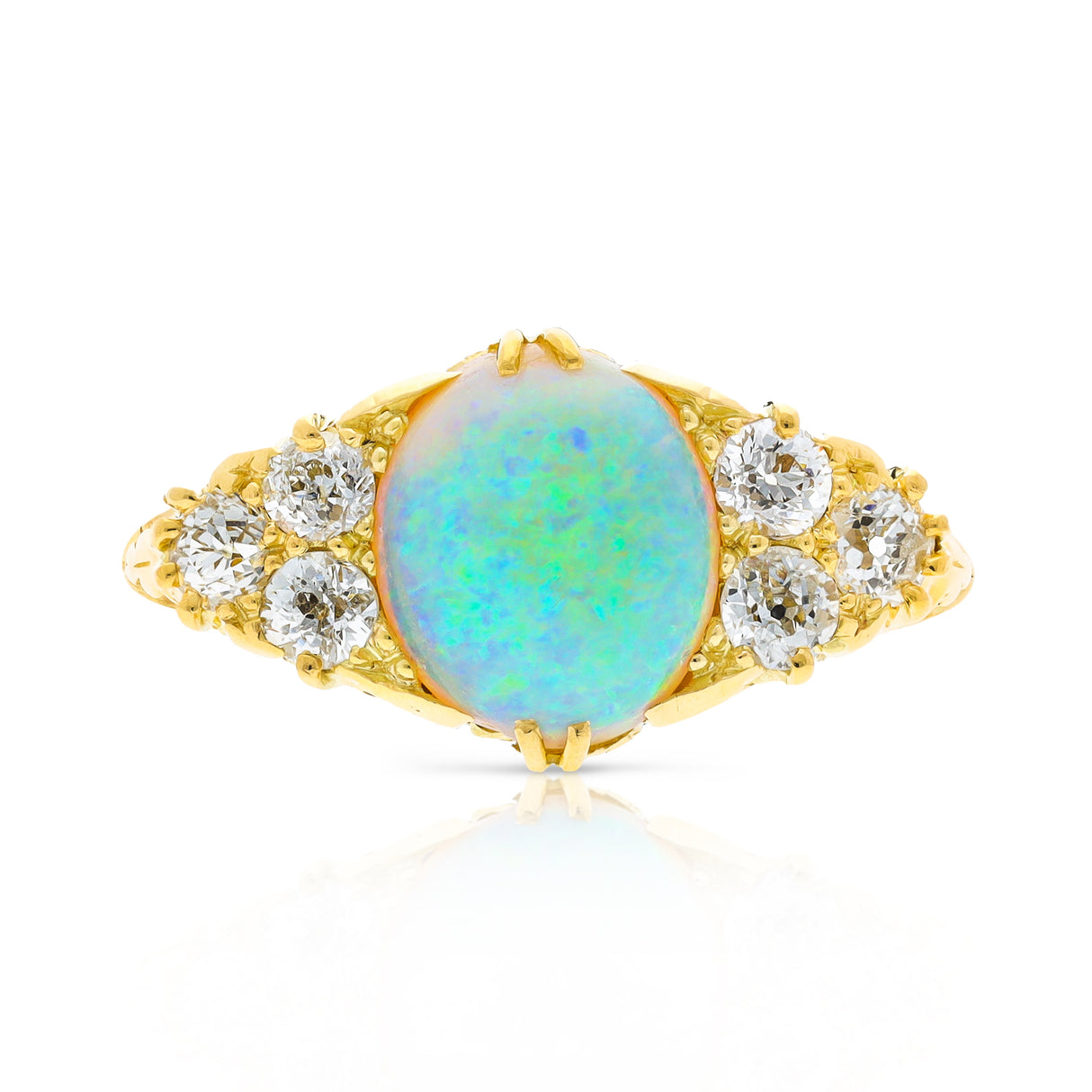 Antique, Victorian, Australian opal & diamond ring, 18ct yellow gold