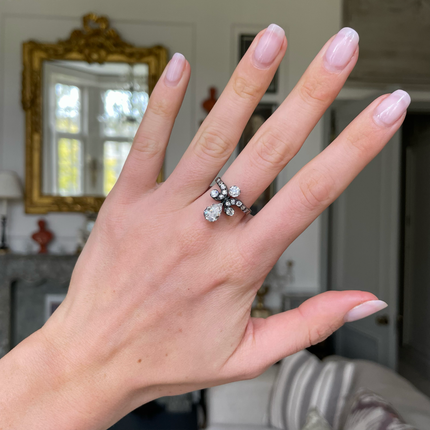 Antique Pear Cut Diamond Motif Engagement Ring