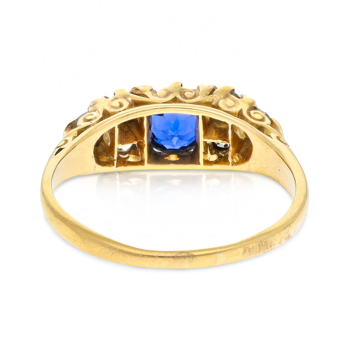 Victorian Sapphire & Diamond Engagement Ring, 18ct Yellow Gold