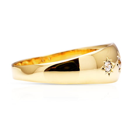 Antique, Victorian Three-Stone Diamond Gypsy Ring, 18ct Yellow Gold