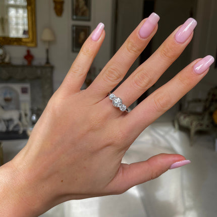 Art Deco, Platinum, Diamond Three Stone Ring