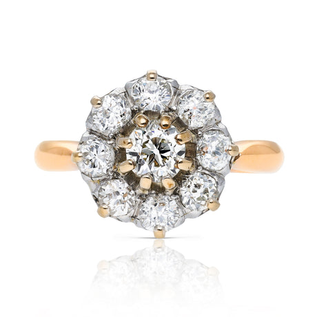 Antique Belle Époque Diamond Cluster Engagement Ring, 18ct Rose Gold