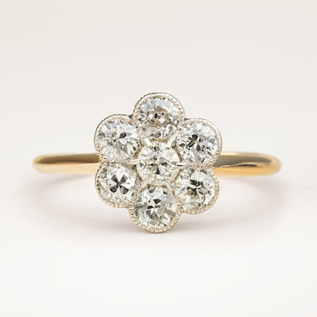 Antique Edwardian Diamond Cluster Ring, Daisy Design – Engagement Ring.