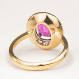 Antique, French, oval-cut ruby & diamond cluster ring