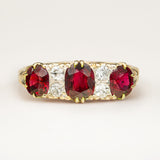 Antique, Victorian ruby and diamond three-stone ring