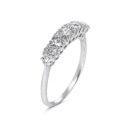 Antique, Art Deco, Old-Cut Diamond Five Stone Half Hoop, 18ct White Gold & Platinum